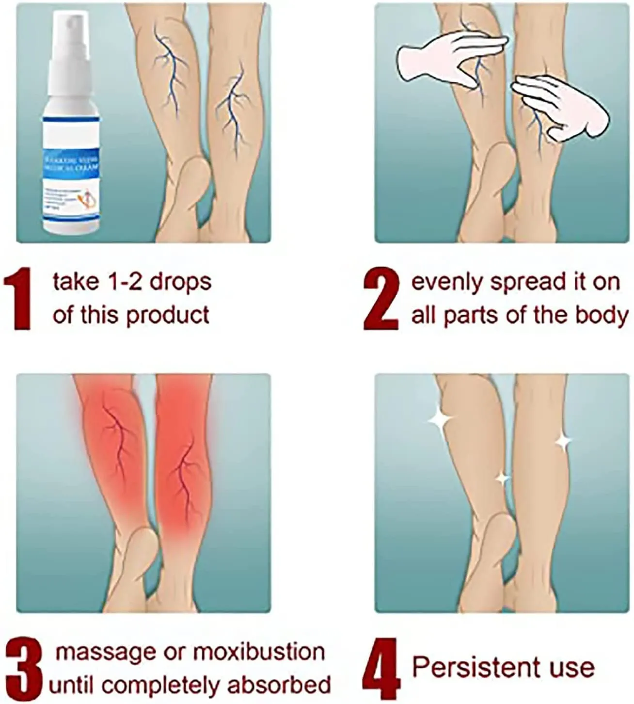2PCS 30ML Varicose Treatment Spray, Herbal Vein Healing Varicose Veins Soothing Spray,Varicose Veins Miracle Spray,Varicose Veins Cream Improves Micro-Circulation A