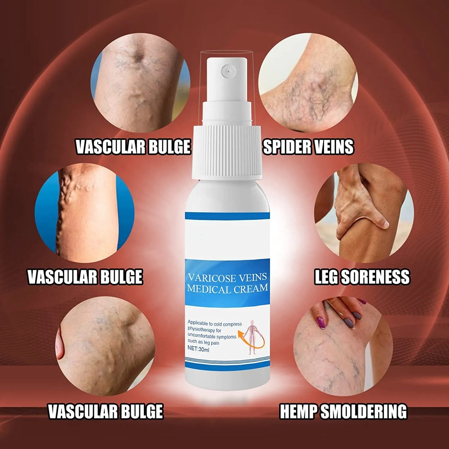 2PCS 30ML Varicose Treatment Spray, Herbal Vein Healing Varicose Veins Soothing Spray,Varicose Veins Miracle Spray,Varicose Veins Cream Improves Micro-Circulation A
