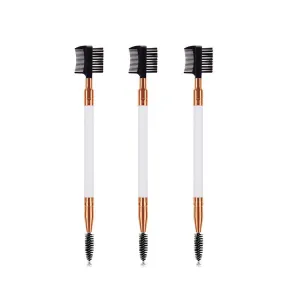3 Pcs Two in One Brushes, Mascara Brushes, Makeup Eyebrow Brush & Eyelash Comb, Eyebrow Eyelash Dual-Comb Extension - Beauty Cosmetic Tool for Professional and Travel