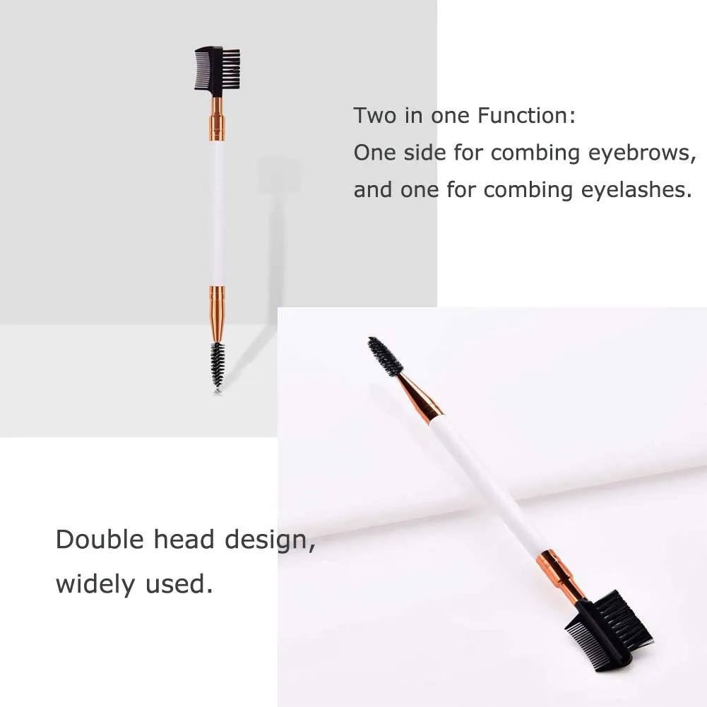 3 Pcs Two in One Brushes, Mascara Brushes, Makeup Eyebrow Brush & Eyelash Comb, Eyebrow Eyelash Dual-Comb Extension - Beauty Cosmetic Tool for Professional and Travel