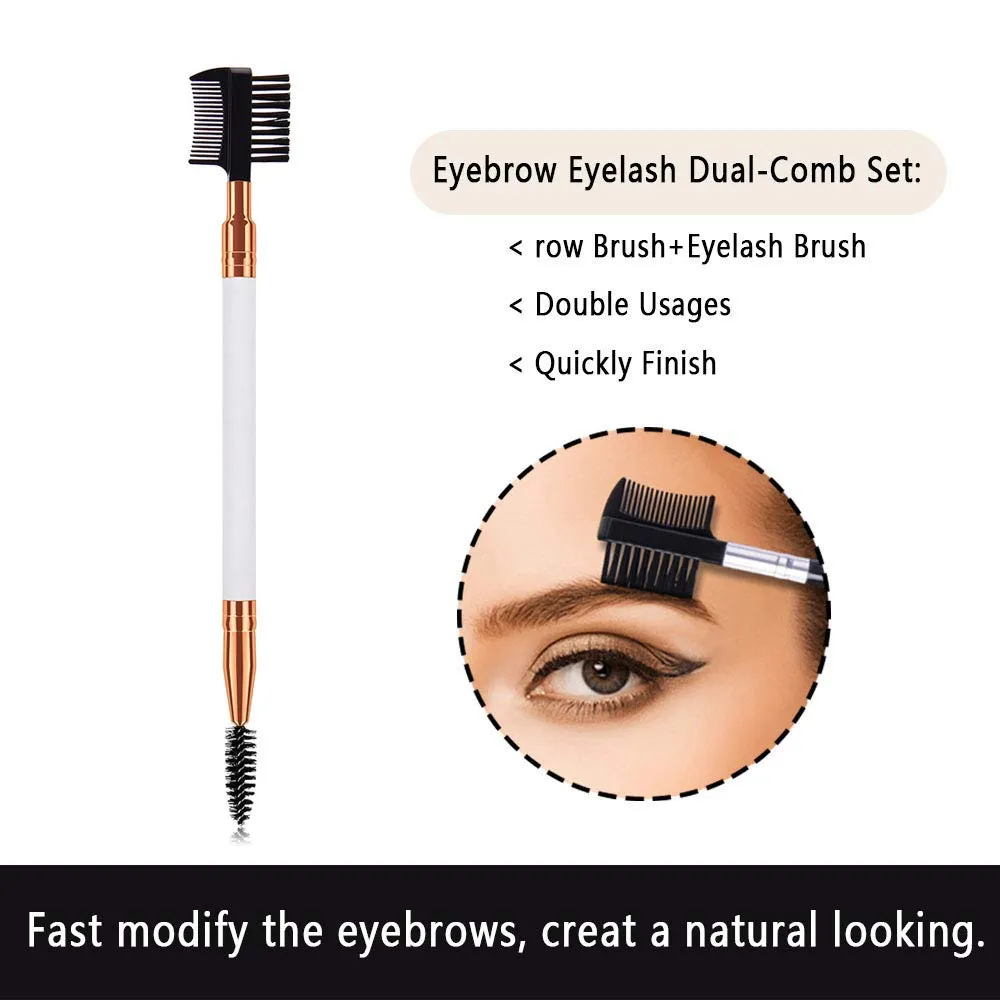 3 Pcs Two in One Brushes, Mascara Brushes, Makeup Eyebrow Brush & Eyelash Comb, Eyebrow Eyelash Dual-Comb Extension - Beauty Cosmetic Tool for Professional and Travel
