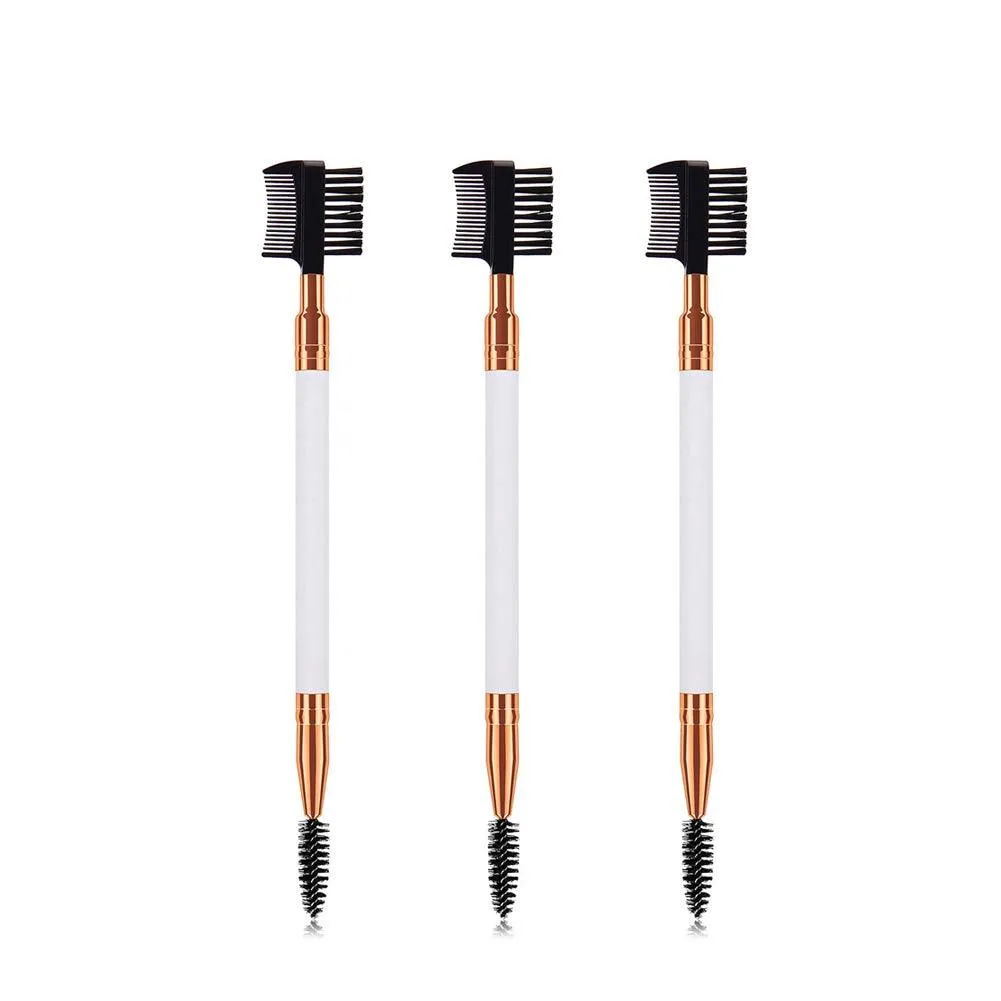 3 Pcs Two in One Brushes, Mascara Brushes, Makeup Eyebrow Brush & Eyelash Comb, Eyebrow Eyelash Dual-Comb Extension - Beauty Cosmetic Tool for Professional and Travel