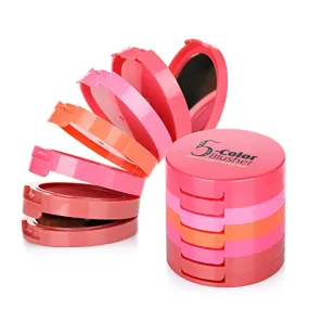 5 Colors Compact Soft Powder Blushes Set with Brush and Mirror