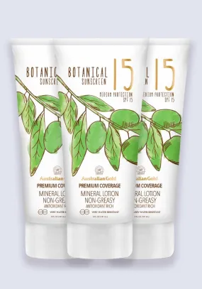 Australian Gold Botanical Sun Lotion SPF 15 Premium Coverage 147ml - 3 Pack Saver