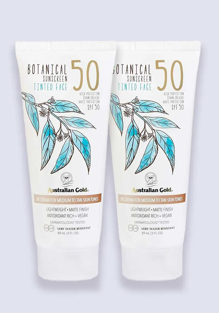 Australian Gold Botanical Tinted Mineral Face Lotion SPF 50 - Medium 88ml - 2 Pack Saver