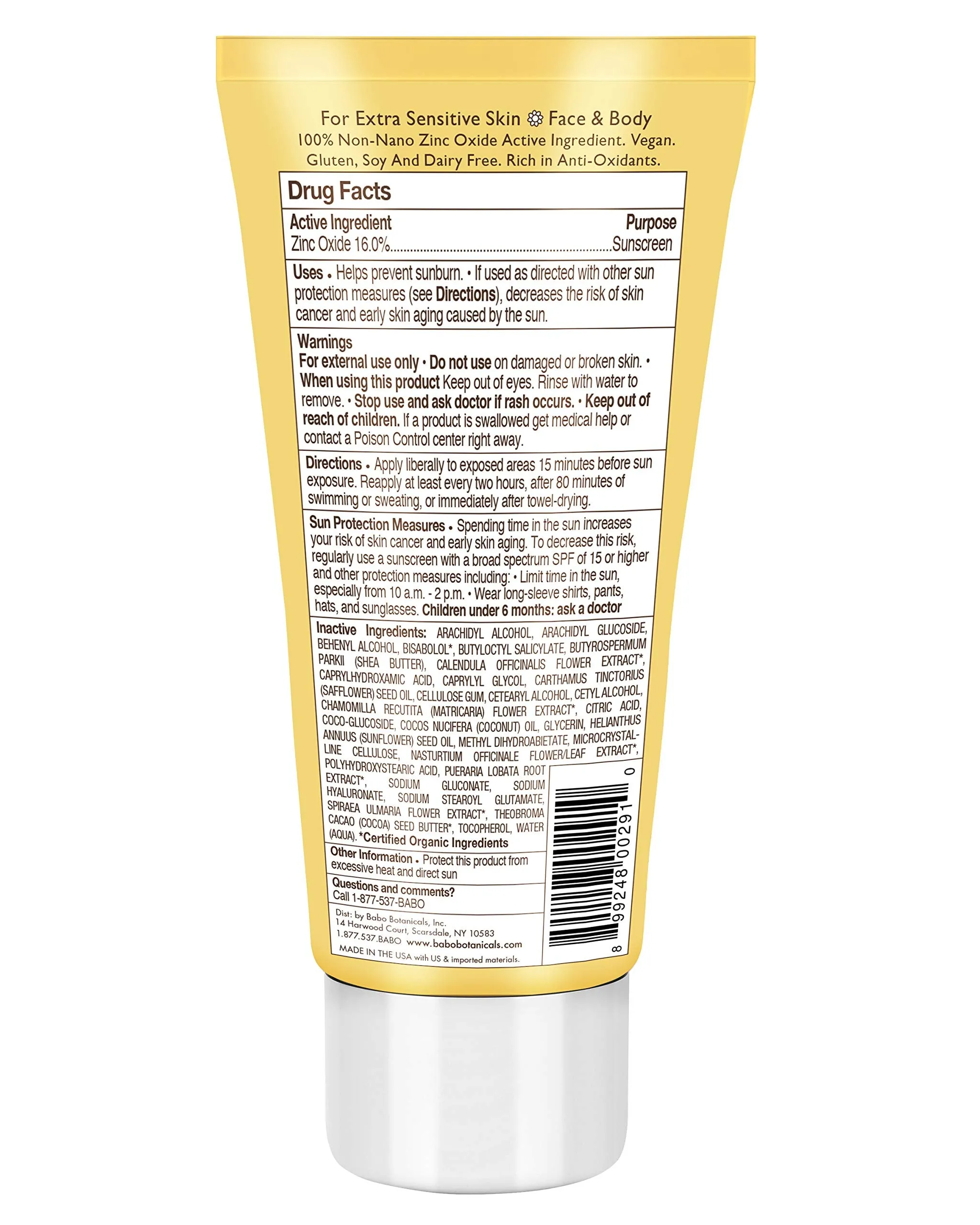 Babo Botanicals Zinc Sunscreen Lotion SPF 30 with 100% Mineral Actives, Non-Greasy, Water-Resistant, Fragrance-Free, Vegan, For Babies, Kids or Sensitive Skin, Clear, 3 Fl Oz 3 Fl Oz (Pack of 1)