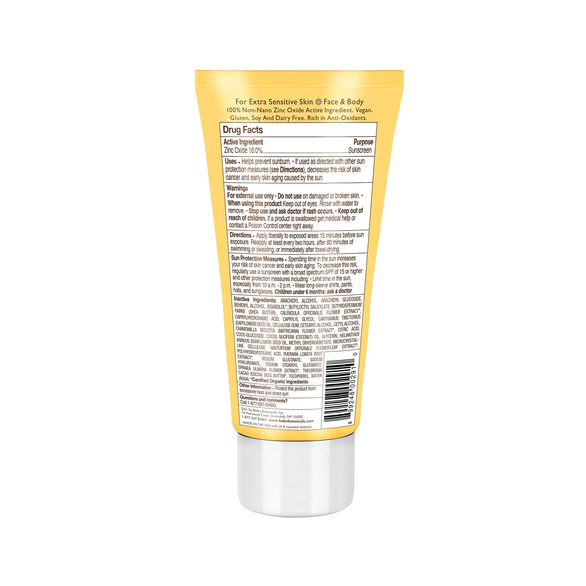 Babo Botanicals Zinc Sunscreen Lotion SPF 30 with 100% Mineral Actives, Non-Greasy, Water-Resistant, Fragrance-Free, Vegan, For Babies, Kids or Sensitive Skin, Clear, 3 Fl Oz 3 Fl Oz (Pack of 1)