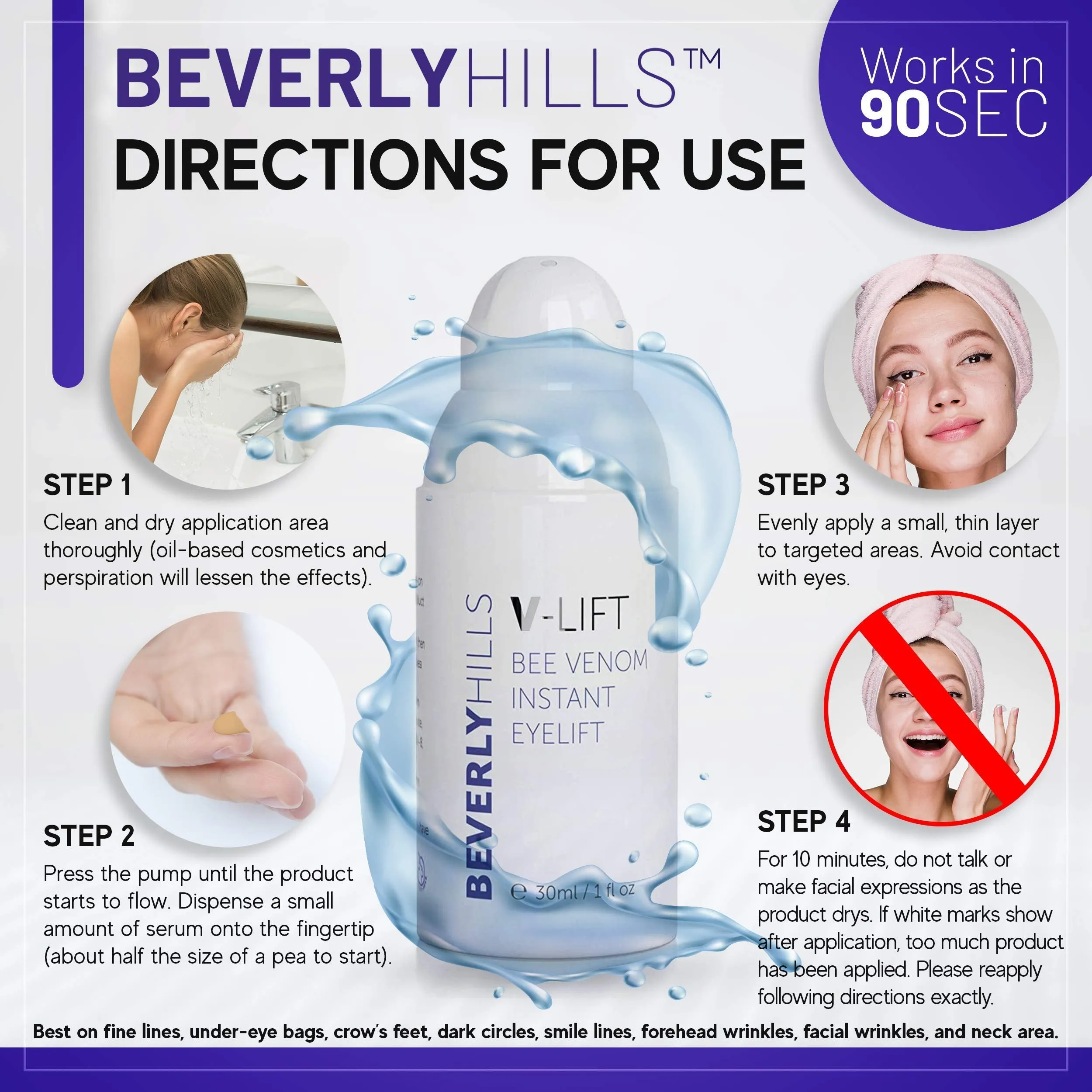 Beverly Hills V-Lift Instant Eye Lift and Eye Tuck Bee Venom Serum for Treating Puffy Eyes, Dark Circles, and Wrinkles