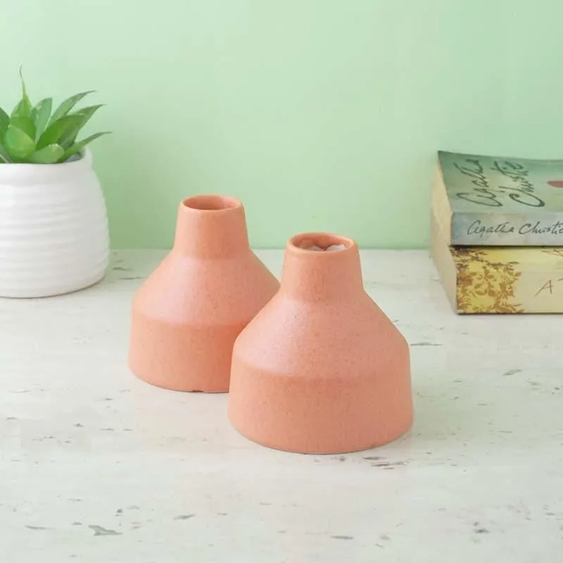Blush Edge Ceramic Vase - Set Of Two