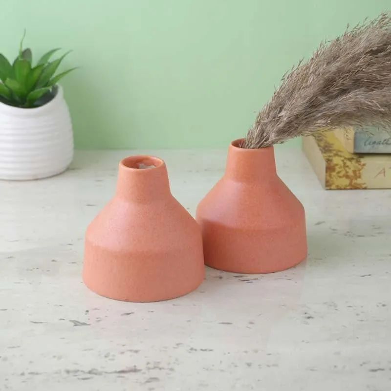 Blush Edge Ceramic Vase - Set Of Two
