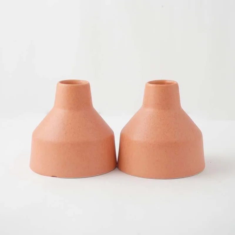 Blush Edge Ceramic Vase - Set Of Two