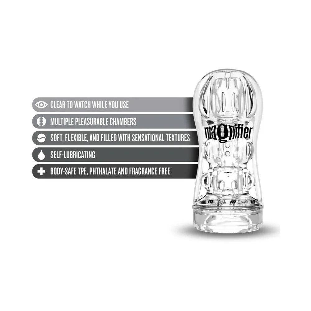 Blush M for Men Soft   Wet Magnifier Self-Lubricating See-Through Stroker Clear
