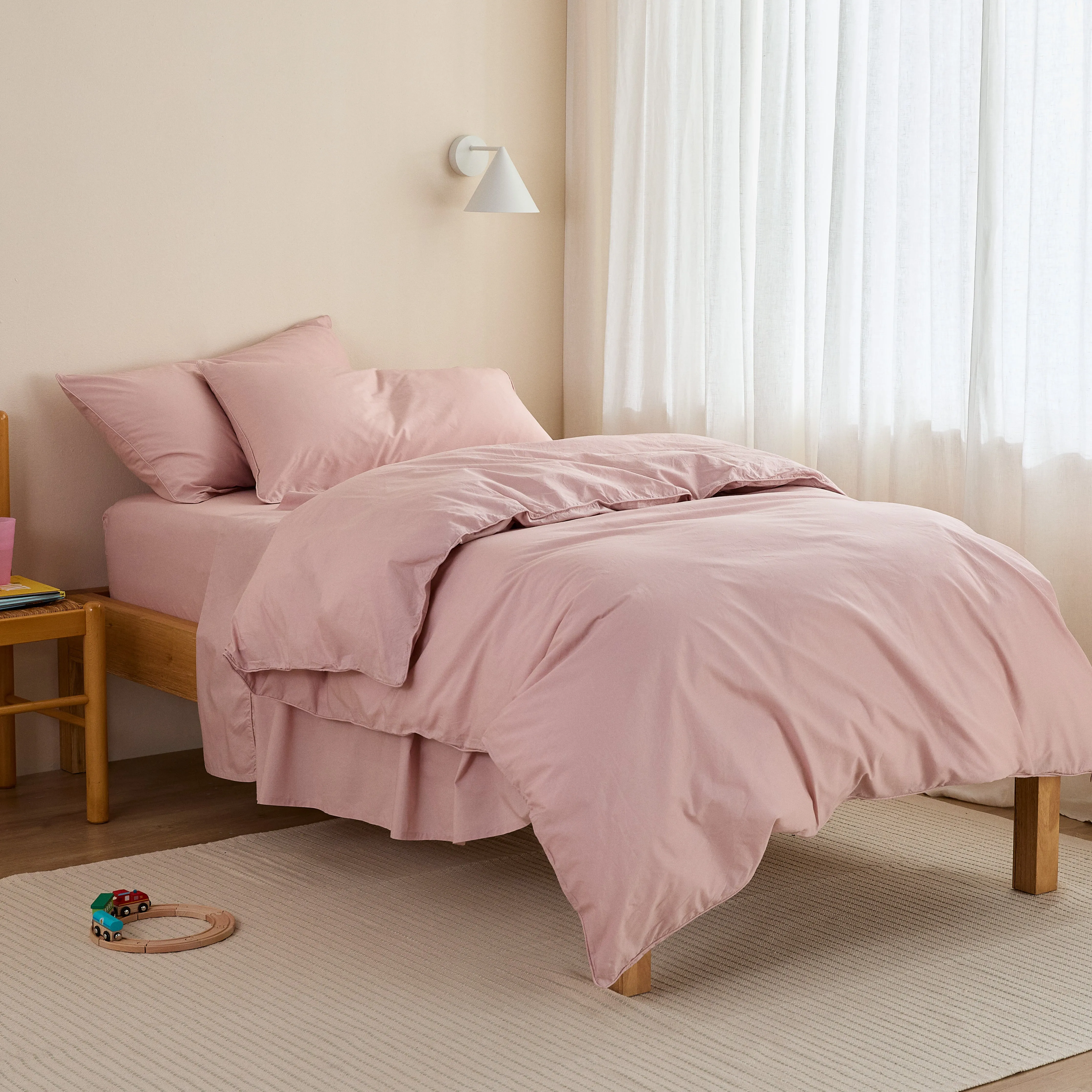 Leo Washed Cotton - Blush Kids Duvet Cover