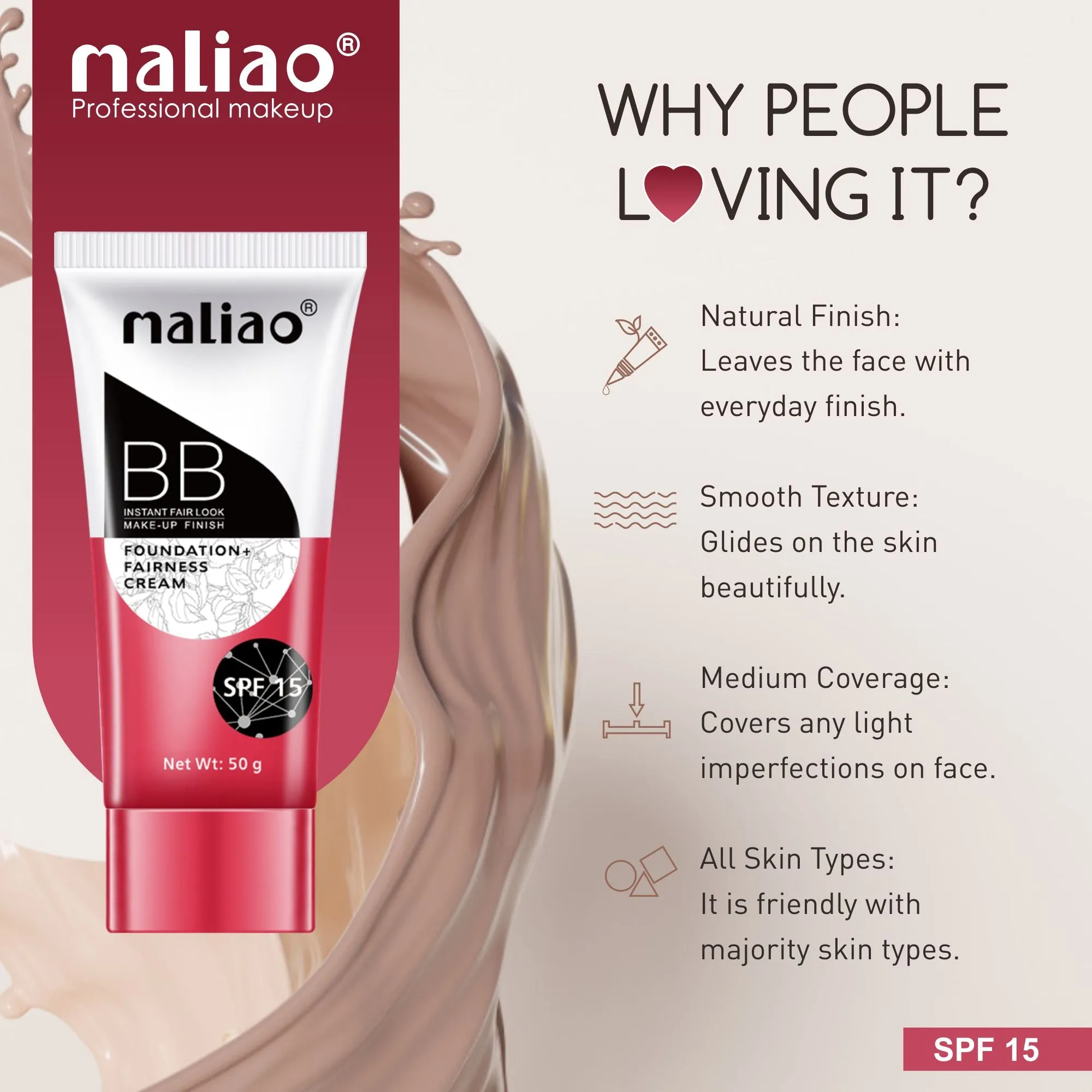 MALIAO BB Foundation   Fairness Cream - Instant Fair Look