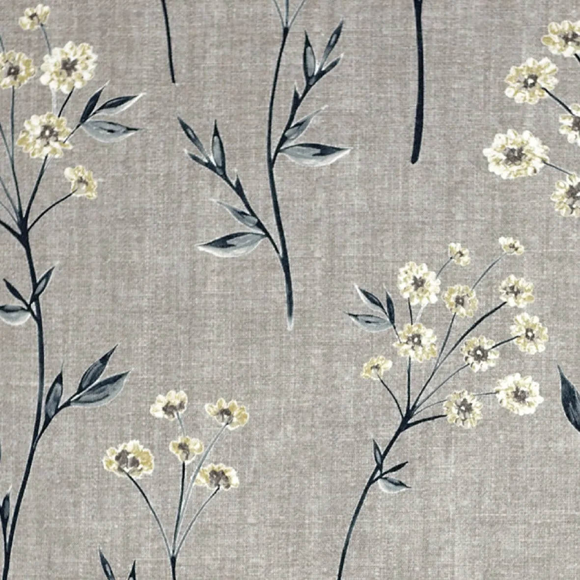 Meadow Soft Grey Floral Cotton Print Fabric