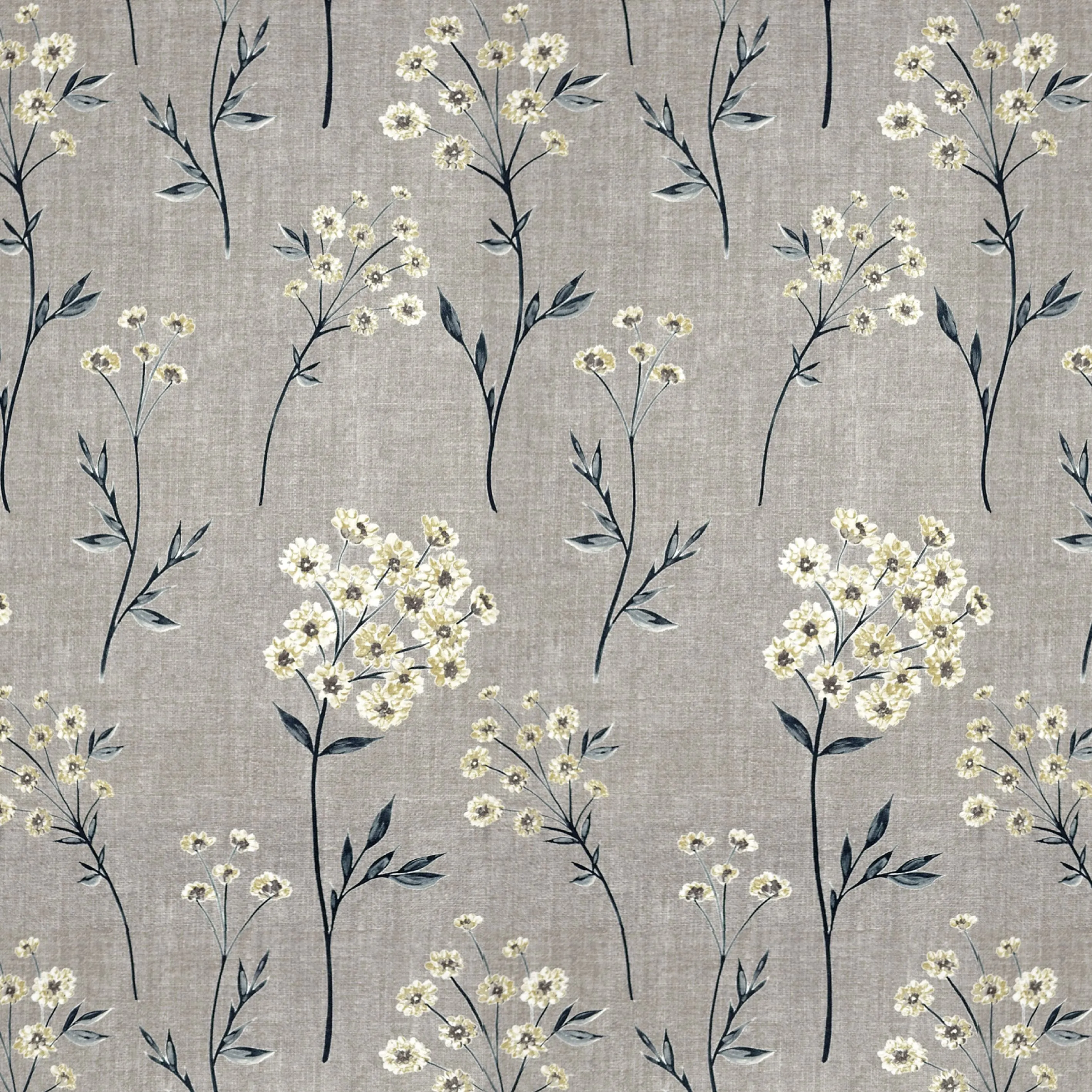 Meadow Soft Grey Floral Cotton Print Fabric