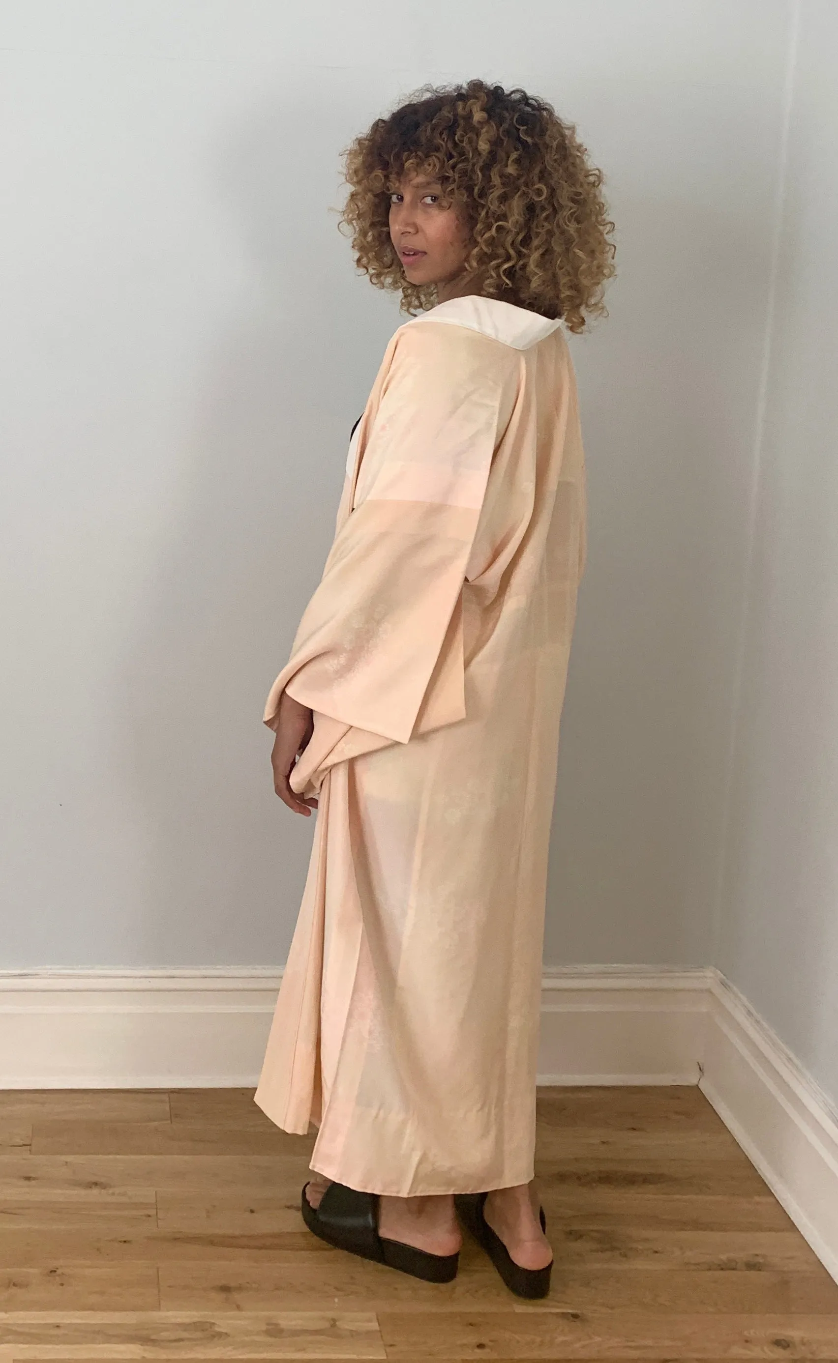 Vintage Japanese silk kimono in blush