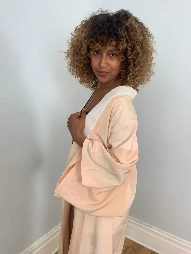 Vintage Japanese silk kimono in blush