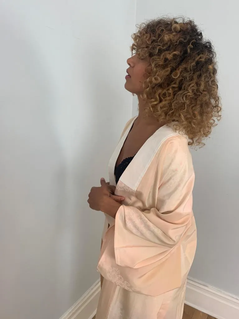 Vintage Japanese silk kimono in blush
